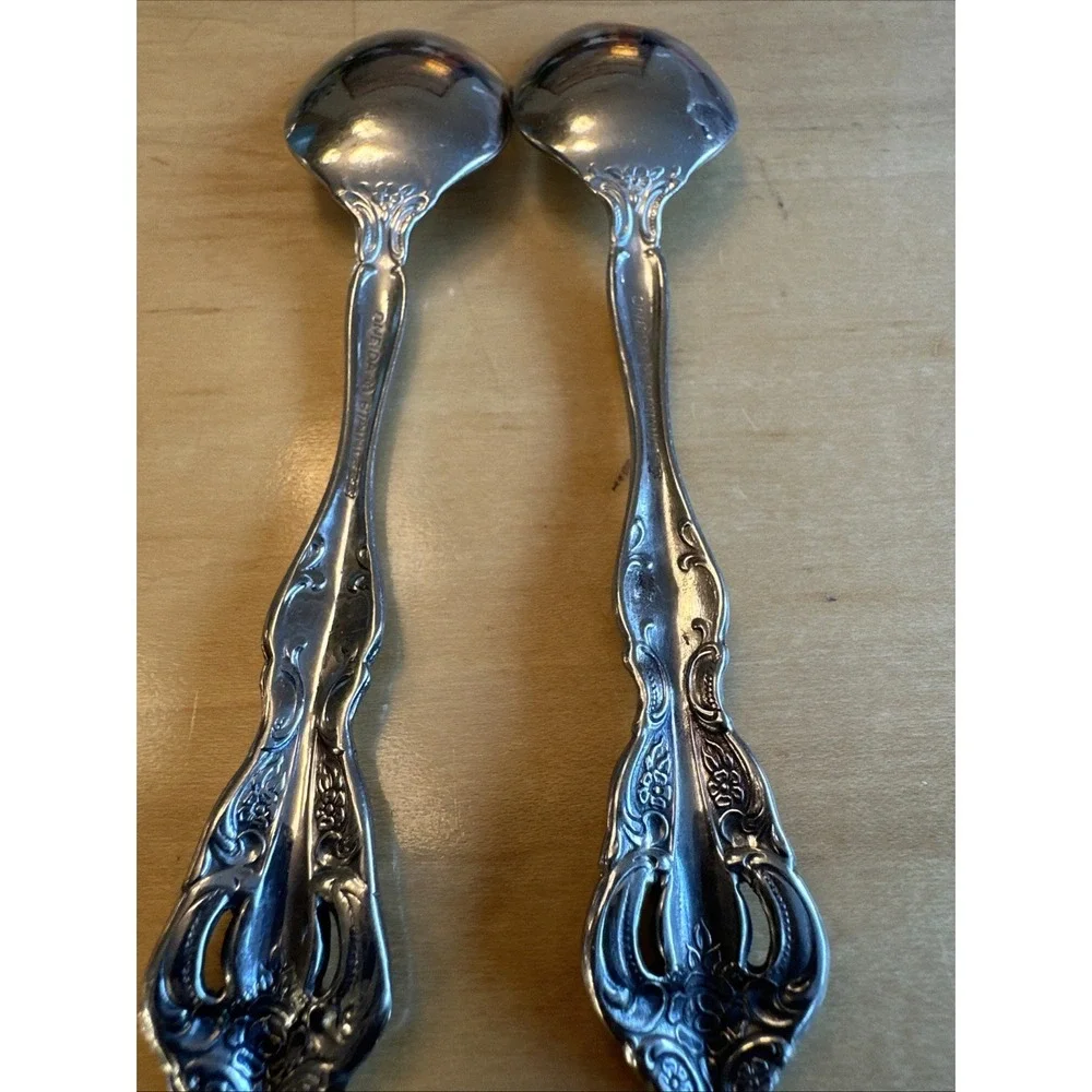 Oneida MICHELANGELO Stainless Teaspoon Heirloom CUBE Glossy Flatware Lot Of 2‎